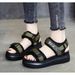 Sports Sandals Women 2024 Summer New Red Pine Cake Thick Platform Flat Pregnant Women Soft Soled Beach Shoes_vogvips.com