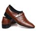 Men's Breathable Hollow-Out Leather Business Casual Shoes - Lightweight PU Upper With Rubber Sole For Comfort And Style Breathable Perforated Sandals_vogvips.com