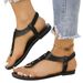 European And American Foreign Trade Large-size Thong-toe Studded Flat Women, Suitable For Outdoor Wear, With Elastic_vogvips.com