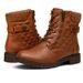 Autumn Winter European And American Foreign Trade Warm Short For Women Side Zipper Flat Martin Belt Buckle Lace-up_vogvips.com