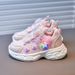 Children's Lighted Sports 2026 Spring New Velcro Mesh Breathable Soft Sole Glowing Cartoon Princess Running Shoes_vogvips.com