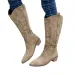 Embroidered Western Cowboy Boots For Women Autumn Pointed Toe Thick Heel High Knee Boots Woman Loose PU Leather Long Botas Mujer_vogvips.com