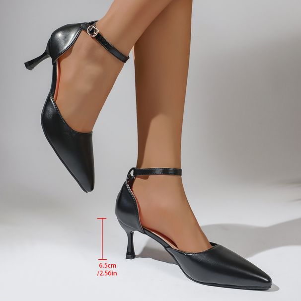 Foreign Trade Large Size High-heeled Women's Sandals, Summer Pointed Toe Stiletto Fashion British Style Buckle Shoes_vogvips.com