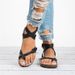 Women’s Shoes Summer Large Size Sandals Cork Bottom Roman Toe Belt Buckle Wrap Sandals For Women_vogvips.com