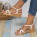 Summer New Korean Style Open-toe Beaded Women's Sandals Bohemian Wedge Heels_vogvips.com