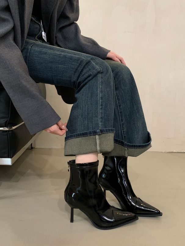 ShoeVault Autumn Winter New Korean Style Mature Elegant High Heel Pointed Toe Slim Women Fashion Versatile Short Boots_vogvips.com
