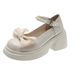 White French Mary Jane Small Leather Shoes For Women Thick Soles, Heels, Raised Bow Tie, Paired With A Skirt, Single_vogvips.com