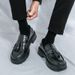 Men's Leather Shoes Gentleman Retro Elegant Style Business Office Leisure 38-46 Adult Thick Soled Loafers Black Gray_vogvips.com