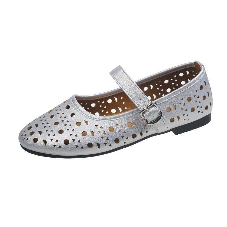 Summer 2025 New Niche Soft Ballet Hollow Breathable Small Leather Shoes For Women, Shallow Mouth Flat Bottom Comfortable_vogvips.com