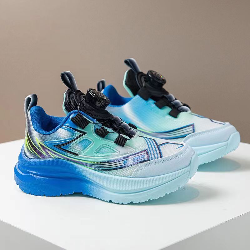 Children's 2026 Spring New Model Rotating Buckle Mesh Sneakers Boys' Sports Lightweight Running Shoes Trendy_vogvips.com