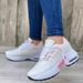 Large Size New Casual Sports Shoes, Flying Woven Slope Heel Round Toe Lace Up Mesh Breathable Women's Shoes_vogvips.com