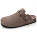 Crestar Genuine Suede Clogs For Women Men Fashion Soft Cork Footbed Leather Mules New Comfort Potato Shoes With Arch Support_vogvips.com