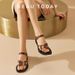 BEAUTODAY Fashion Sandals Women Genuine Cow Leather Buckle Strap Metal Decoration Solid Color Summer Ladies Shoes_vogvips.com