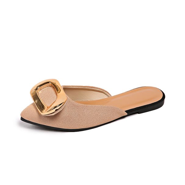 Summer Style Women's Pointed Toe Slippers Metal Design Lightweight Outdoor Wear Suitable Plus Size_vogvips.com