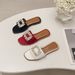 Women's Plus Size Flat Sandals With Rhinestone Buckle Open Toe Soft Sole Beach Sandals_vogvips.com
