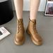 British Style Female Vintage Overalls Ankle Platform Martin Boots_vogvips.com