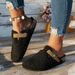 Classic Style Warm Teddy Fur Mule Clogs Woman Winter Lambswool Slide Sandals Ladies Brand Design Plush Birken Shoes_vogvips.com