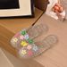 Transparent Floral Sandals, Comfortable Home Use, Non-slip, Breathable, Casual New Crystal Slippers Women, Suitable For_vogvips.com