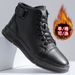 European Warm Series Winter New Trend Genuine Leather Martin High-top Sneakers Workwear British Style Fleece-lined Warm Men's Short Boots_vogvips.com