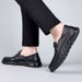 Hollow Out Shoes For Summer Breathab Business Genuine Ather Casual Round Toe, Midd-aged Men's One Gged Shoes,_vogvips.com