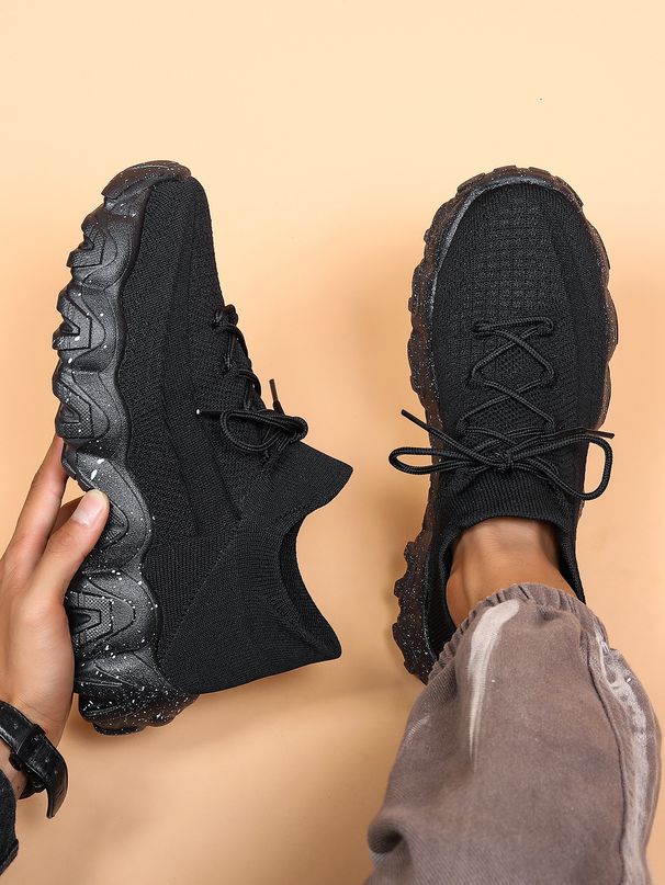 Men’s Shoes Large Size Sports Men's Shoes Breathable Flying Knit Socks Shoes Lace Up Large Size Casual Running_vogvips.com