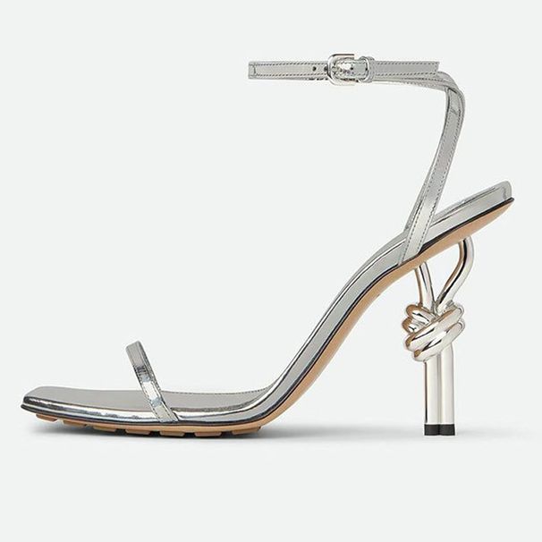 Elegant Square Toe Women's Heeled Sandals Plus Size Open Toe Rope Knot Metal Heel Strap Summer Trendy Shoes White Black Red_vogvips.com