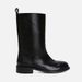Fever Same Style For Women Western Cowboy Korean Genuine Leather Mid-Calf Low Heel Straight Tube Riding Boots_vogvips.com
