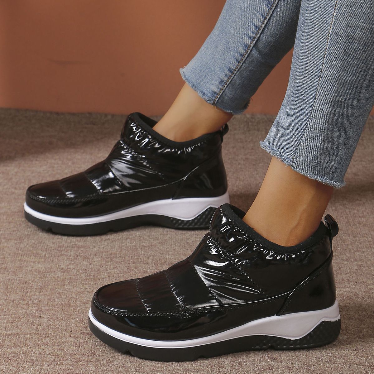 Women's Shoes Plus Velvet Plus Cotton Thick Snow Boots For Women Large Size Round Toe Mid Cut Warm Thick Bottom Cotton Shoes For Women_vogvips.com