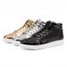 European Warm Series Nightclub Shiny Personality Martin Men's Casual High-top Leather Shoes With Rhinestones Gold Boots Size 48_vogvips.com
