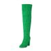 Green Over-the-Knee Chunky 2022 Autumn Winter Fashion Suede High Heel Large Circumference Long Tube Riding Boots_vogvips.com