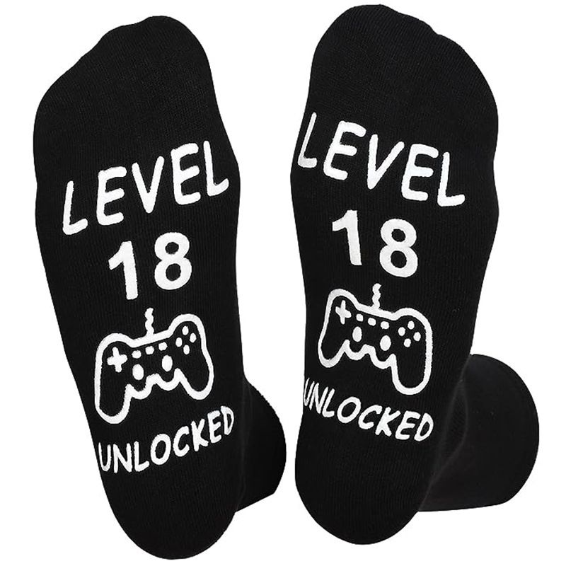 Mid-tube socks soles English letters non-slip glue floor socks creative casual game socks_vogvips.com