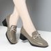 Chunky Heel Single For Women 2023 New Spring Women's Middle-aged Ladies Patent Loafers Soft Sole Mid-heel Deep Mouth_vogvips.com