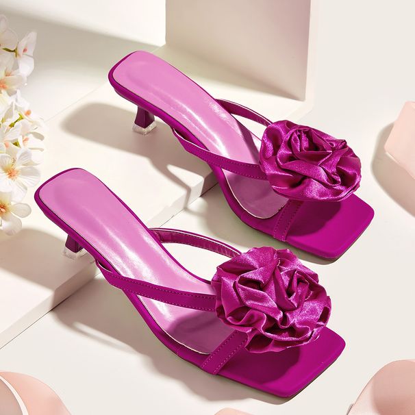 Women’s Shoes Square Head Open Toe Design Stiletto Slippers For Summer With Flowers And Skirts Elegant Soft Sole Women's High Heel SandalsGolden Shoes_vogvips.com