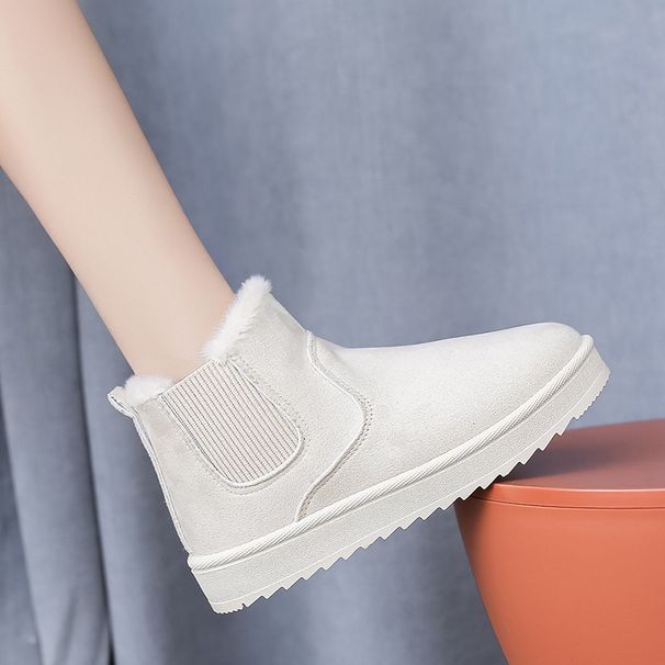 Women's Snow 2025 New Thickened Fleece-Lined Cross-Border Plus Size Winter Fashion Warm Slip-On Short Boots Cotton Shoes_vogvips.com