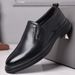 Euro Step Fist Laye Cowhide Genuine Thick Soft Sole Comfotable Casual Round Toe Slip-On Men's Business Leathe Shoes Fomal_vogvips.com