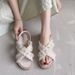 French Niche Premium Sandals Ladies Fairy Style Flat Roman Vacation Beach Shoes_vogvips.com