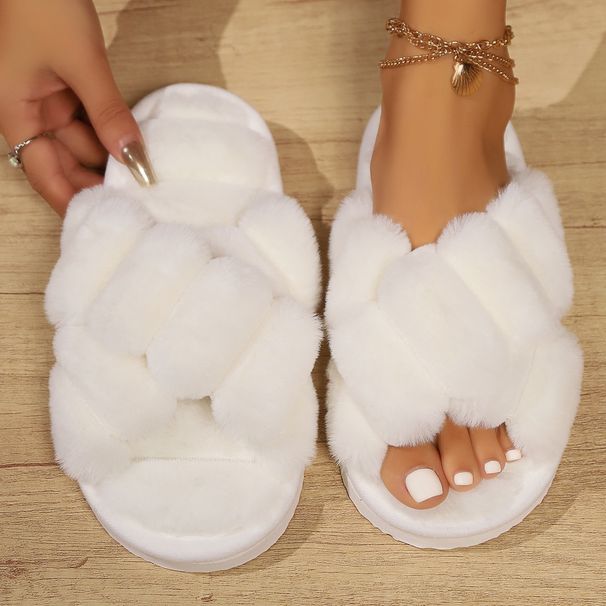 Furry For Women, Autumn And Winter, Outdoor Non-Slip Indoor Thick Sole Home Fuzzy Maternity Cotton Slippers_vogvips.com