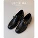 Belt Buckle Thick Heel Round Head Loafers One Pedal Commuter Loafers Women's Single Shoes._vogvips.com