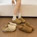 Women's Suede Perforated Buckle Clogs Mules Slides Closed Toe Slip On Breathable Flat Casual Summer Fashion Slippers_vogvips.com