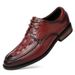 Men's Leather Shoes Low-top Leather Embossed Crocodile Grain Hole Casual Shoes Wooden Root Single Men's Shoes_vogvips.com