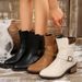 Plus Size Fashion Boots For Women Chunky Heel Pointed Toe Mid-Calf Autumn Export Ankle Boots_vogvips.com