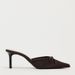 Women's Pointed Toe Bow Detail Satin Mule Heels Slip-On Dress Shoes For Fall Satin Bow Embellished High Heeled Mules Low Cut Outerwear Shoes_vogvips.com