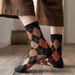 Mercury MERCURY 5Pairs Mens Medium Tubes Quality Plaid Diamond Pattern Argyle Geometric Haruku Combed Cotton Happy Colorful Striped_vogvips.com