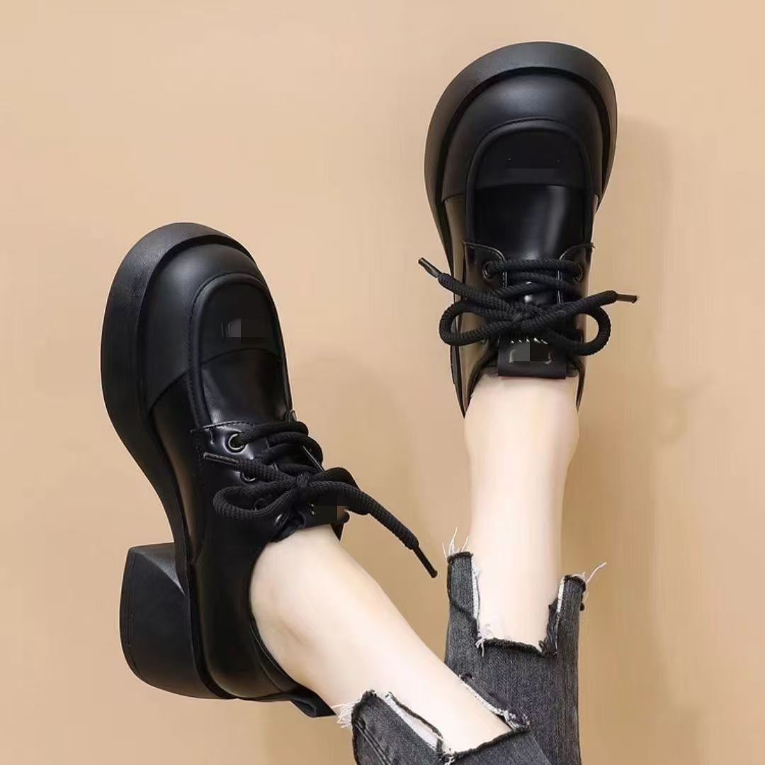 Versatile Soft Leather Thick-soled Loafers, 2025 New Autumn British Style Slip-on Shoes, Height-enhancing And Slimming,_vogvips.com