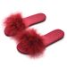 Spring Summer Bridesmaid Furry For Women New Satin Red Slippers Wedding Bride Dressing Gown Matching Shoes_vogvips.com