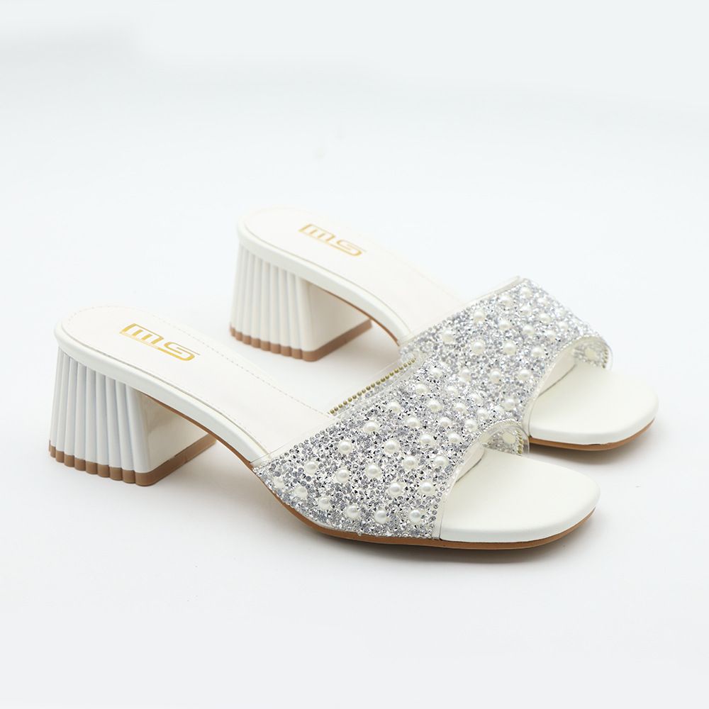Women's Shoes Versatile Rhinestone Square Toe Hollowed Out Upper High Heeled Sandals New Style Transparent Chunky Heel Slippers_vogvips.com
