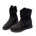 2026 Vintage Round Toe Short For Women Autumn New Fahion Veratile Caual Mid-Calf Wrinkled Wetern Stacked Martin_vogvips.com
