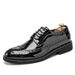 Euro Step Fashion Glossy Mirror Large Size Korean Style Brogue Nightclub Personality Gold Lace-up Leather Shoes_vogvips.com