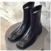 Korean Niche Trend Square Toe Chunky Slim Back Zipper Low Heel Mid-Calf Bare Martin Boots For Women_vogvips.com