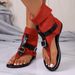 Women's Plus Size For Export, 2026 Summer New Style, Thong-Toe Flat Sole With Back Zipper, Roman Suede Buckle Sandals_vogvips.com